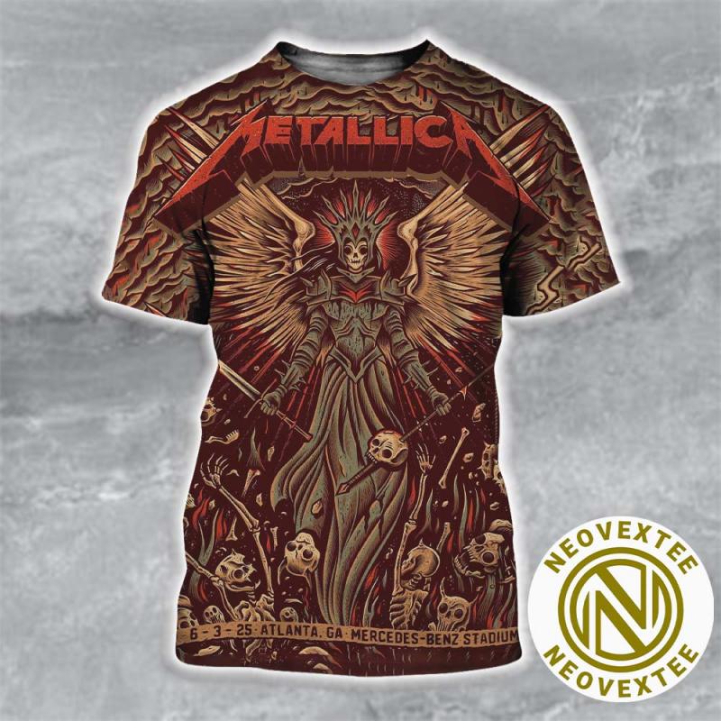 Metallica M72 ATL Poster Tonight Created By Dave Quiggle On June 3 Tour 2025 Atlanta Georgia At Mercedes-Benz Stadium All Over Print Shirt