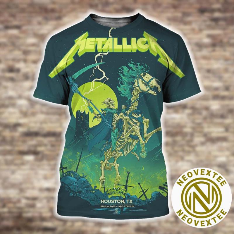Metallica M72 North American Tour 2025 Vance Kelly Poster In Houston Texas At NRG Stadium M72 Houston On June 14 2025 All Over Print Shirt
