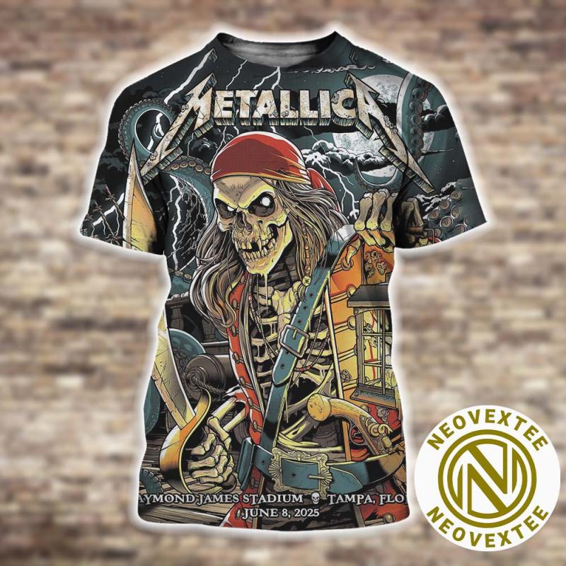 Metallica Night 2 Tampa Florida Art By Andrew Cremeans Show Poster Tonight At Raymond James Stadium M72 Tampa On June 8 2025 All Over Print Shirt