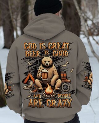 GOD IS GREAT BEER IS GOOD BEAR ALL OVER PRINT T-Shirt
