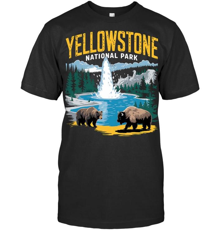 Yellowstone Us National Park Wolf Bison Bear Vintage National Park T Shirt